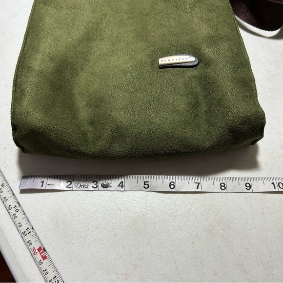 Travelon AntiTheft Shoulder Bag Crossbody Convertible Travel Green MicroSuede - Picture 8 of 11